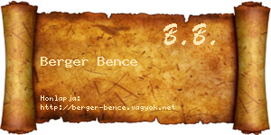 Berger Bence névjegykártya